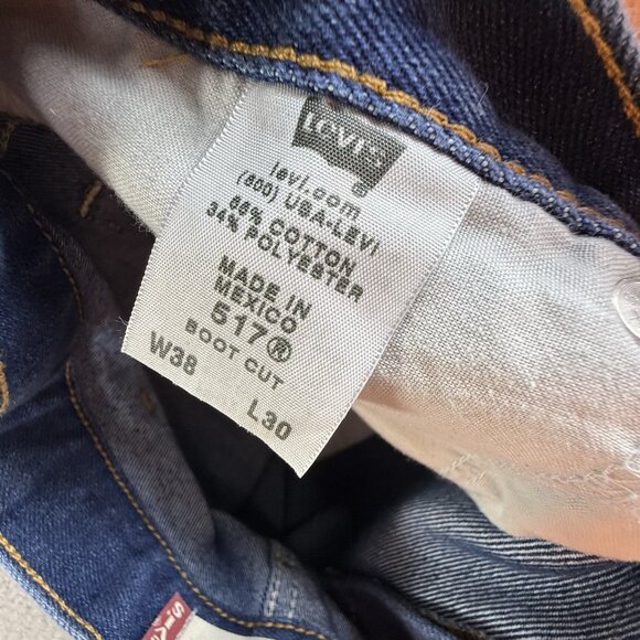 Vintage Levi's 517 Jeans Mens 36x30 Blue Boot Cut Denim Cotton Zip Dark Wash Y2K - Picture 4 of 16